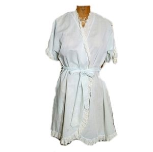 Vintage Val Mode blue robe with eyelet detailing.   Plain Jane